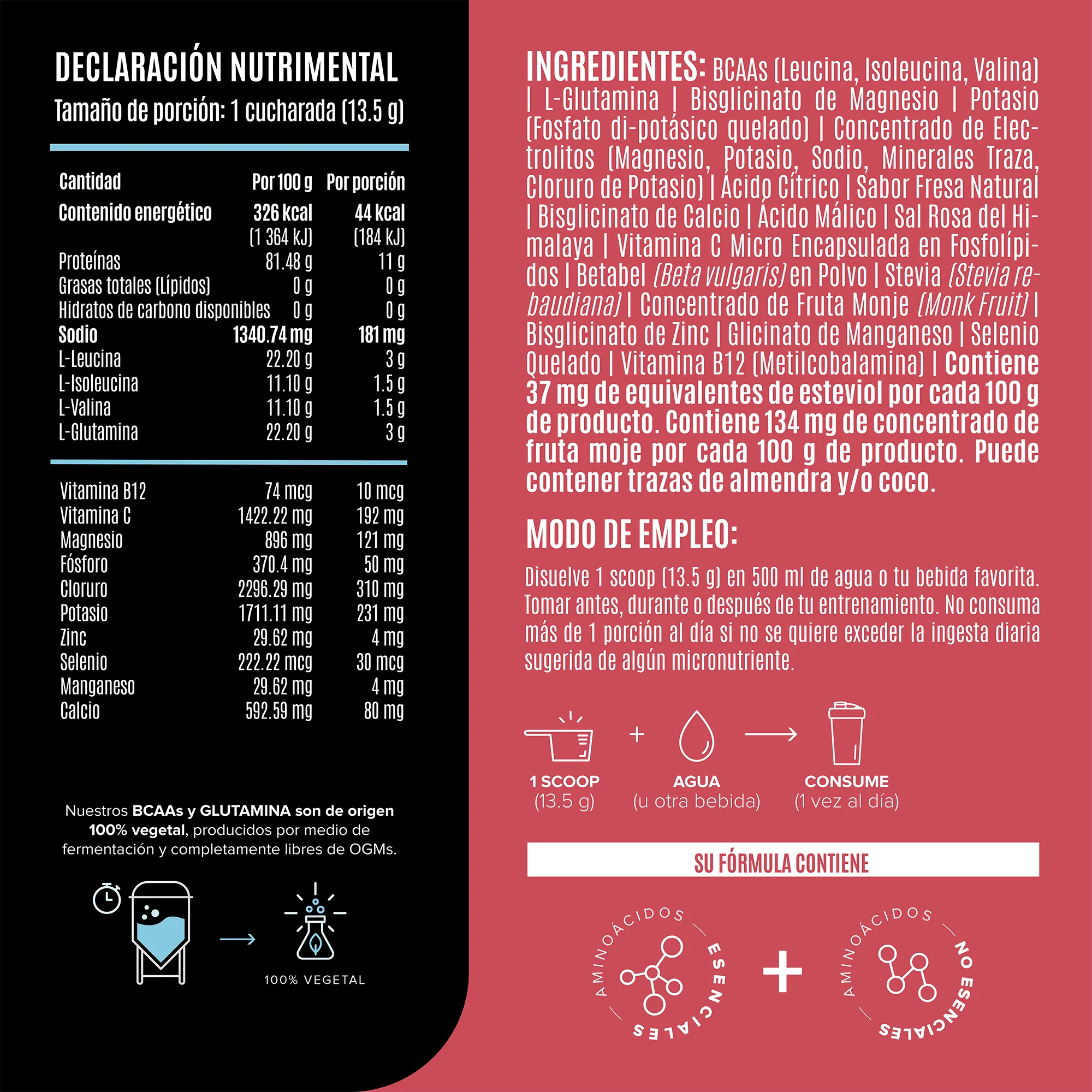 BCAAs & Glutamina Fresa 405 g - Image 3