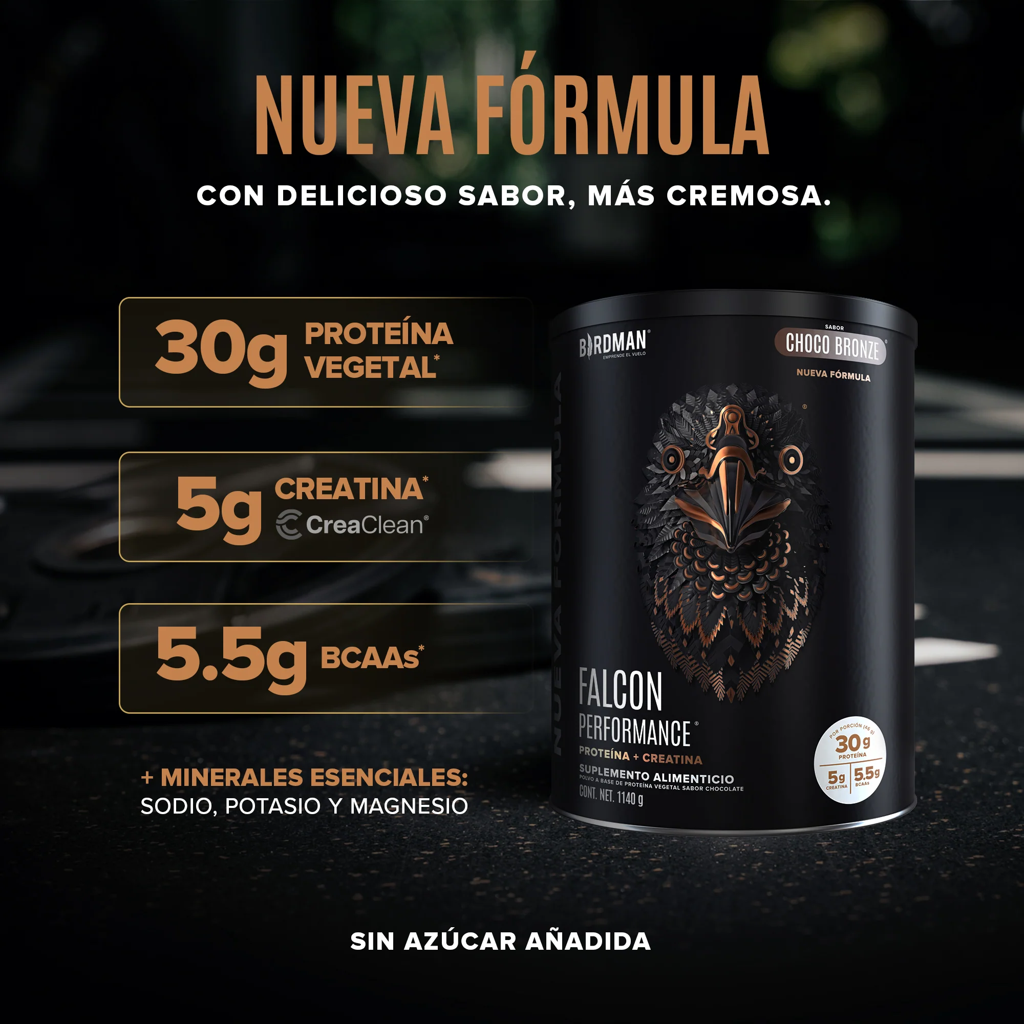 Falcon Performance Proteína en Polvo con Creatina & BCAAs - Choco Bronze 1.14 kg - Image 4