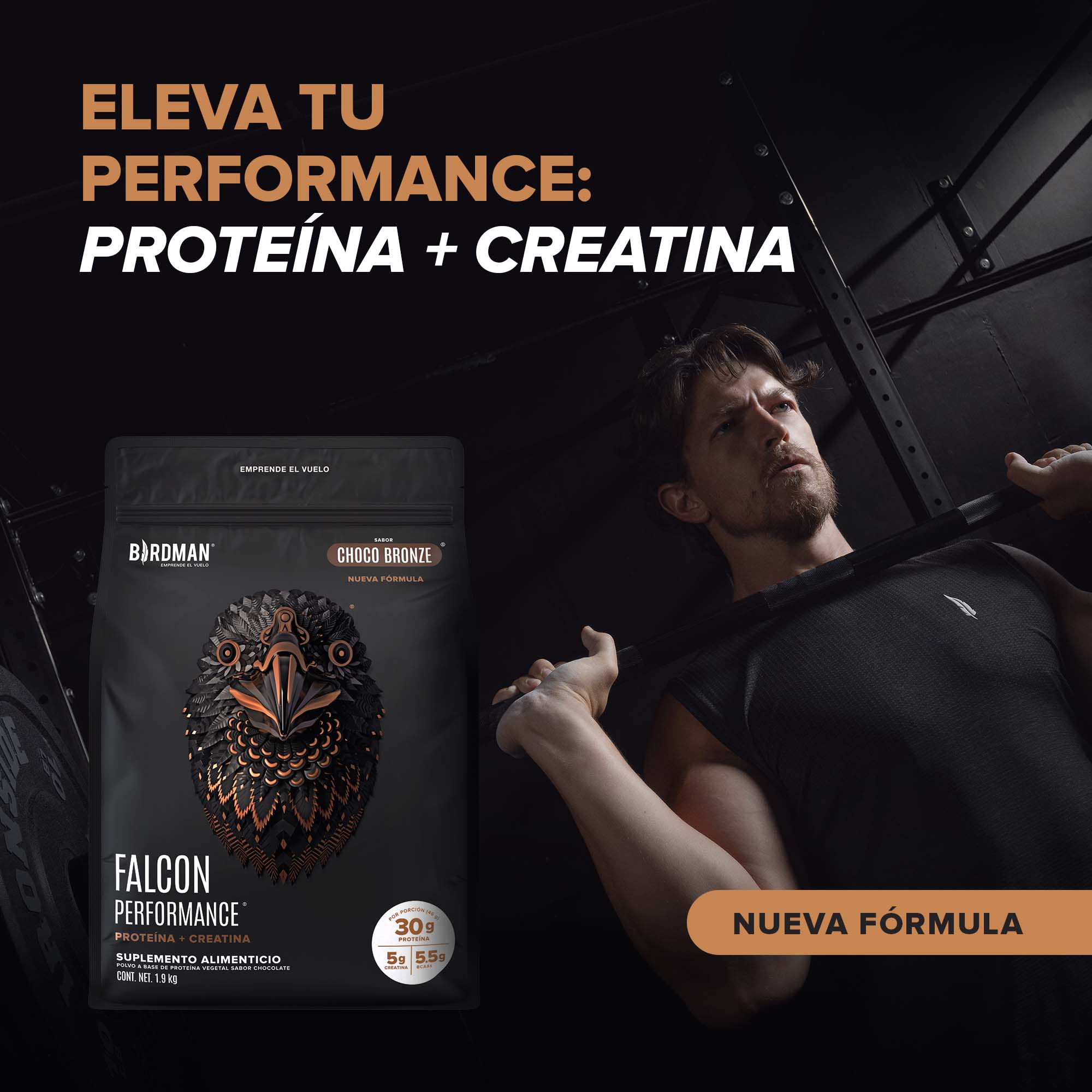 Falcon Performance Proteína en Polvo con Creatina & BCAAs - Choco Bronze 1.9 kg - Image 3