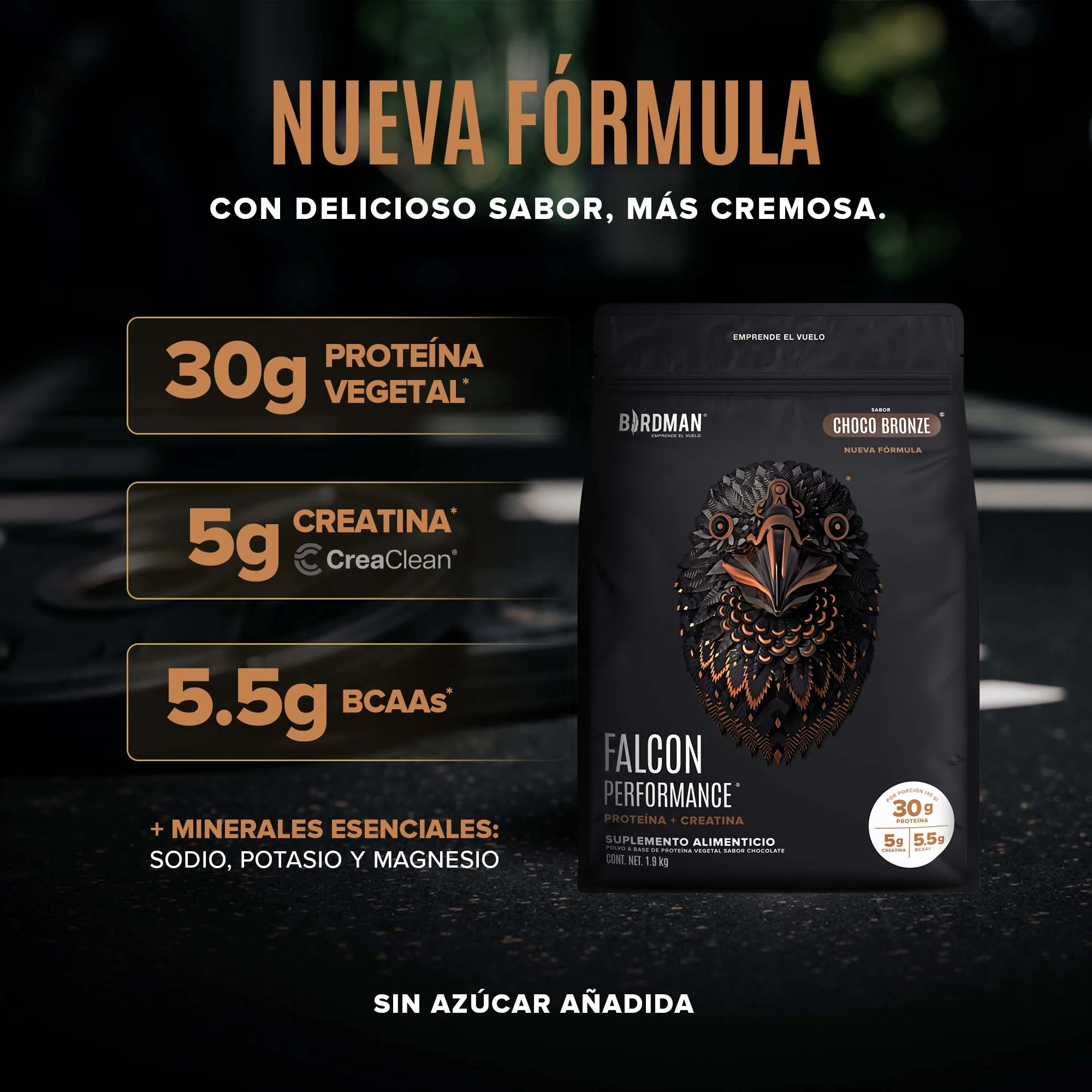 Falcon Performance Proteína en Polvo con Creatina & BCAAs - Choco Bronze 1.9 kg - Image 4