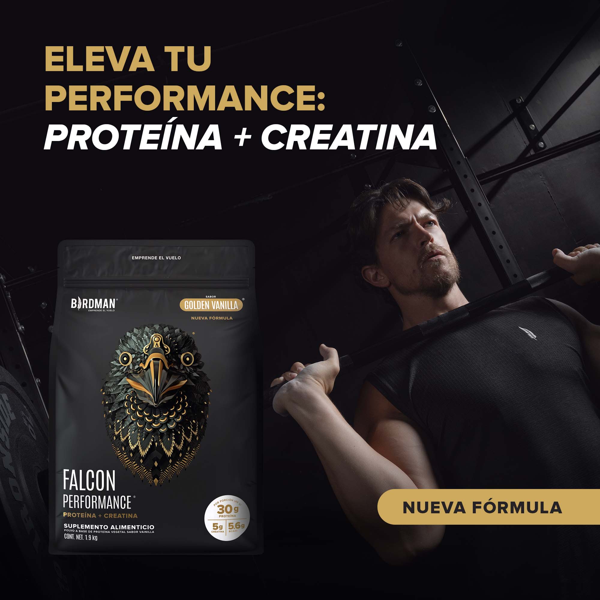Falcon Performance Proteína en Polvo con Creatina & BCAAs - Golden Vanilla 1.9 kg - Image 3