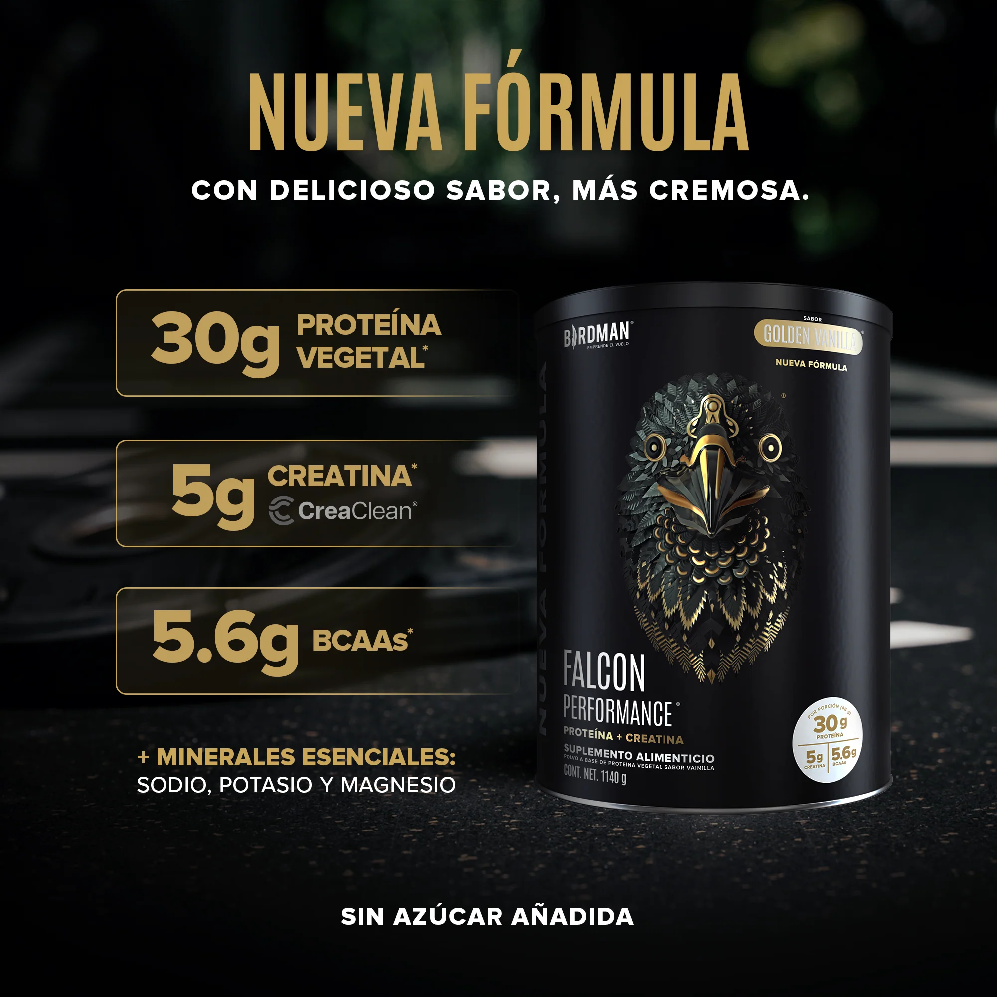 Falcon Performance Proteína en Polvo con Creatina & BCAAs - Golden Vanilla 1.14 kg - Image 4