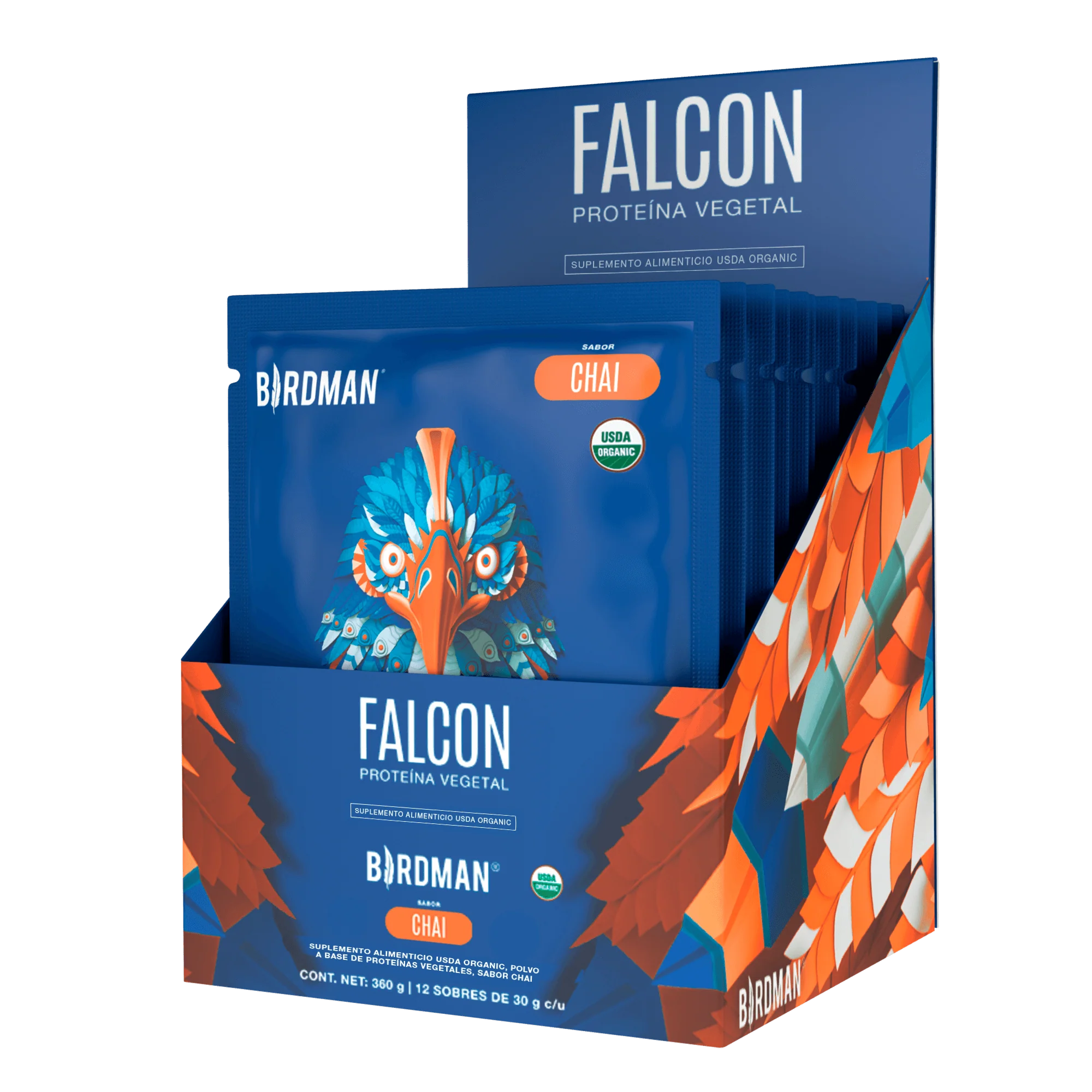 Falcon Protein: Proteína Vegana Orgánica en Polvo - Chai 12 Pack Sobres