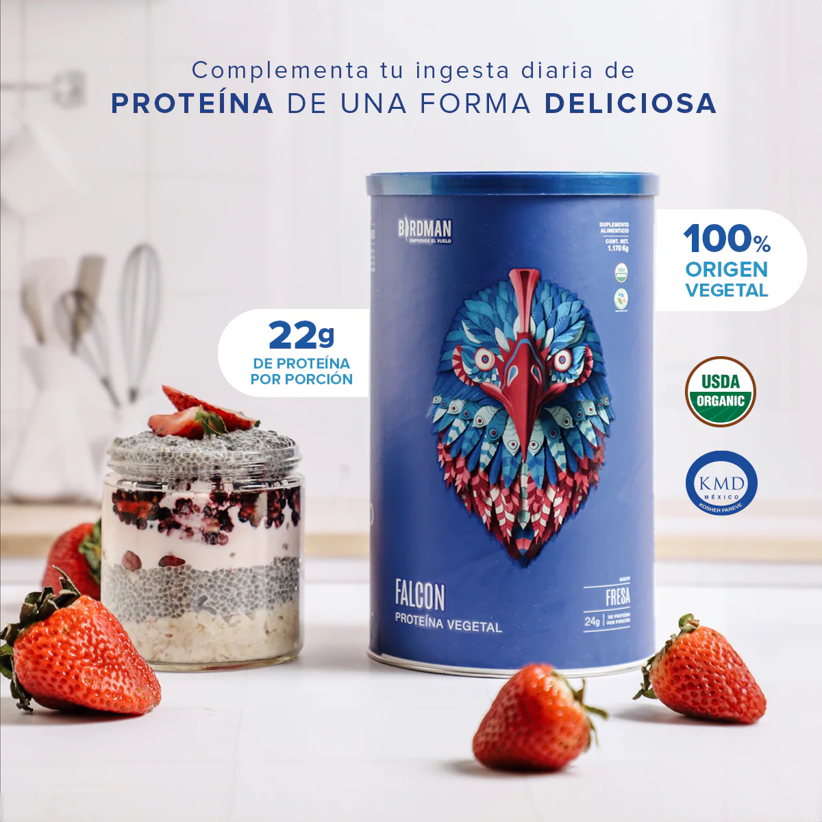 Falcon Protein Fresa 510 g - 17 Servicios - Pack 2 - Image 4