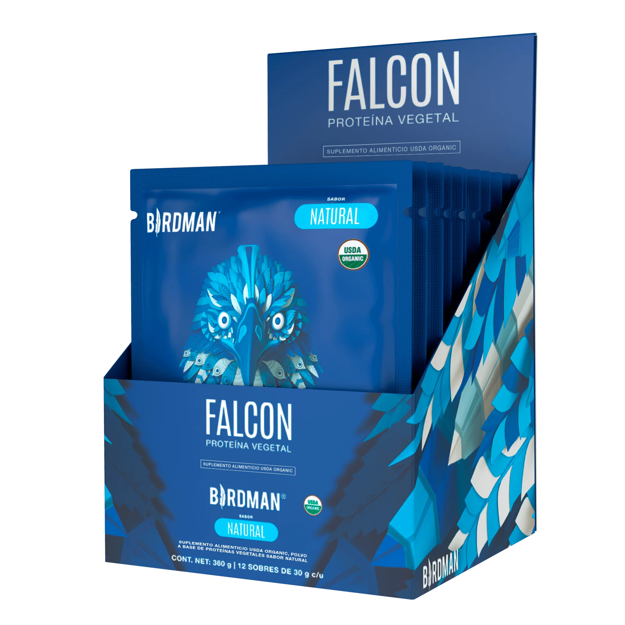 Falcon Protein: Proteína Vegana Orgánica en Polvo - Natural 12 Pack Sobres