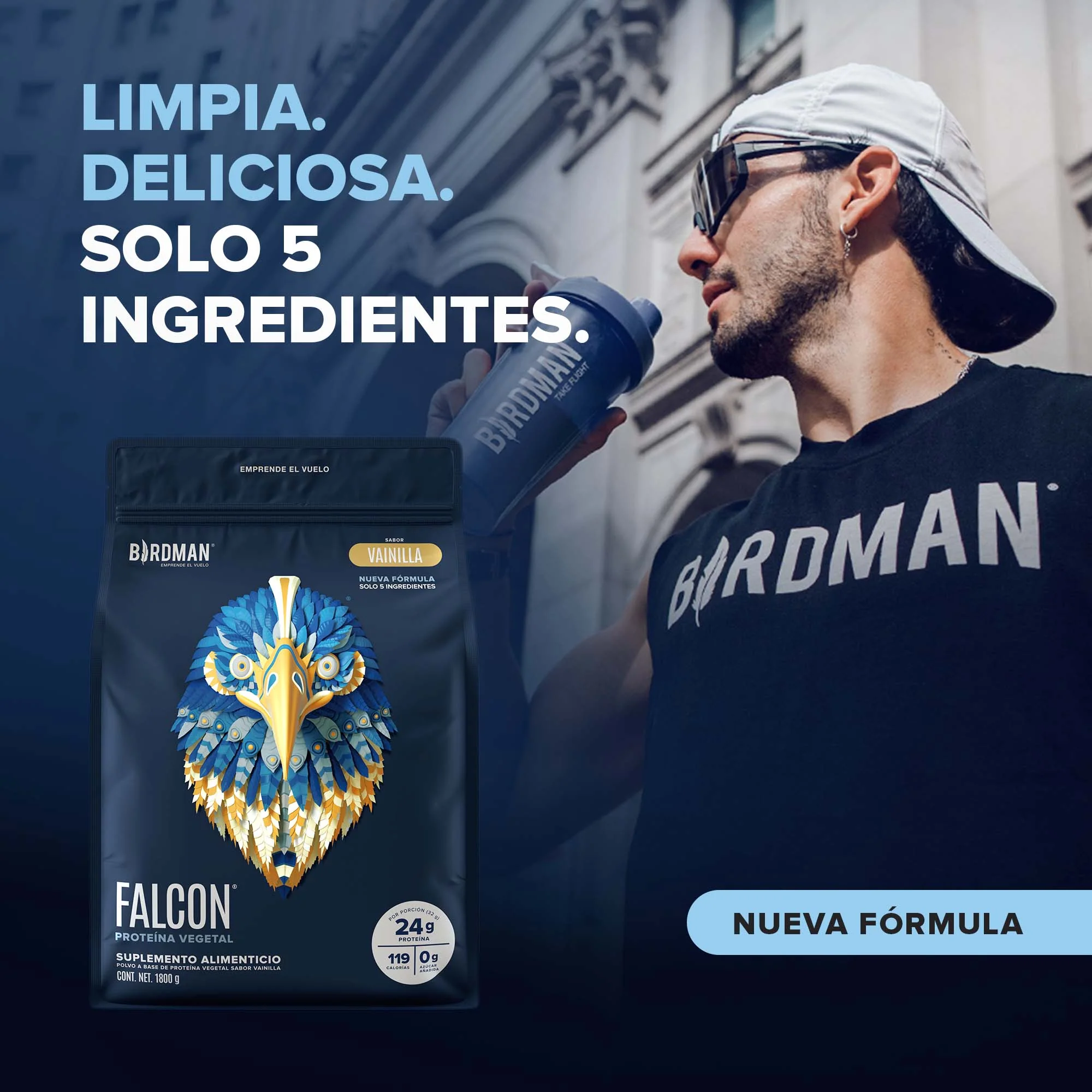 Falcon Protein: Proteína Vegana en Polvo - Vainilla 1.8 kg - Image 3