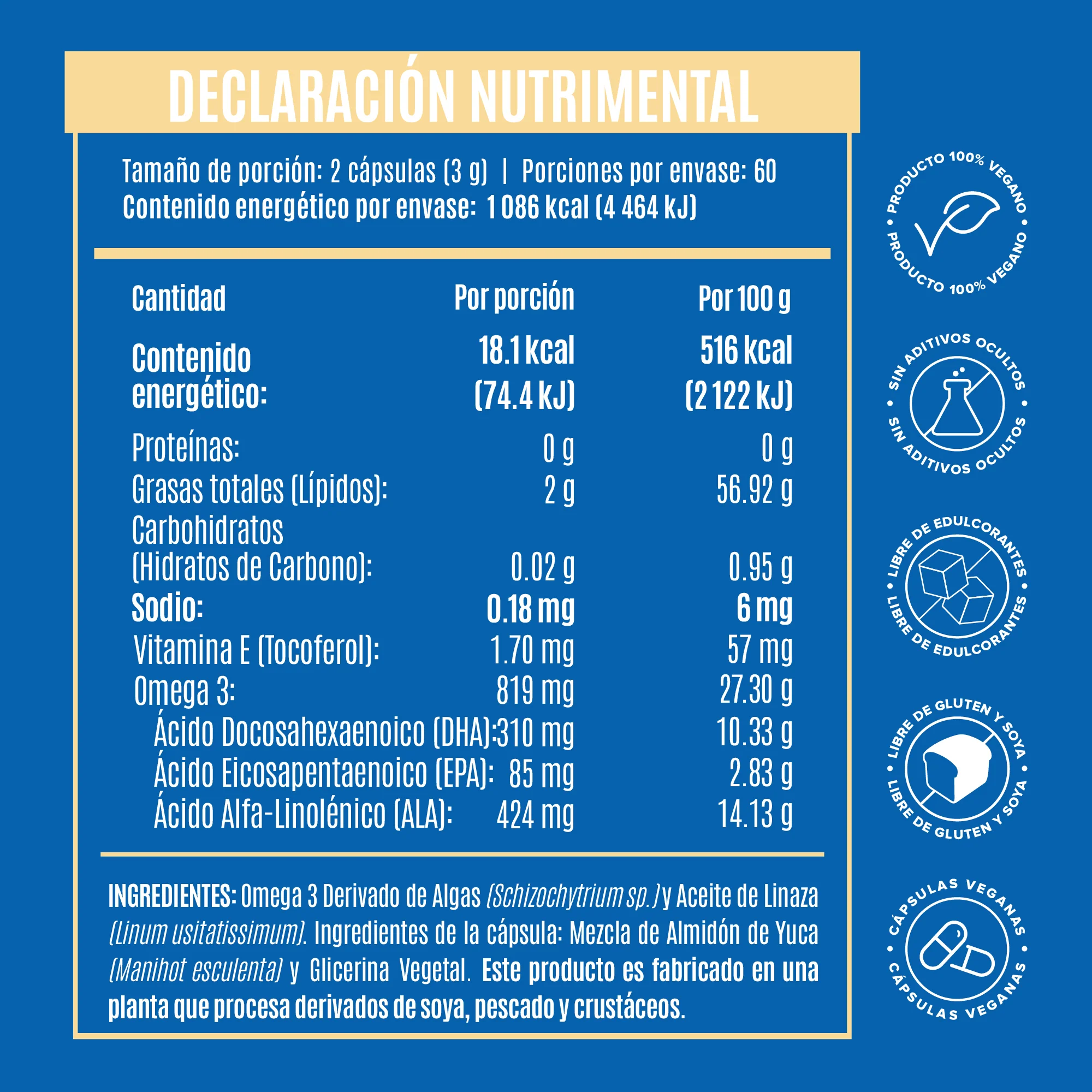Full Spectrum Omega 3 - DHA 310mg, EPA 85mg & ALA 424mg - 120 Cápsulas - Image 5