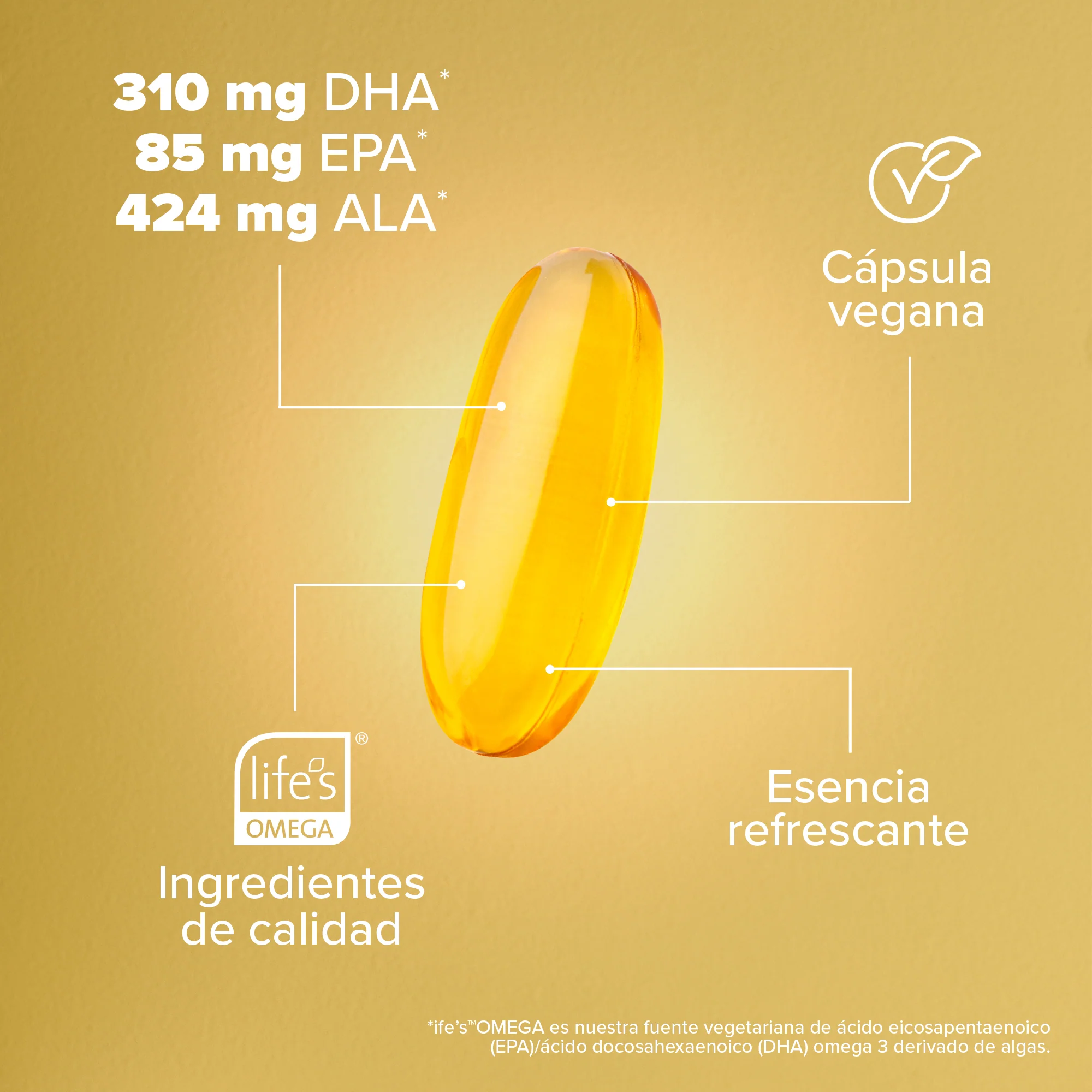 Full Spectrum Omega 3 - DHA 310mg, EPA 85mg & ALA 424mg - 120 Cápsulas - Image 6