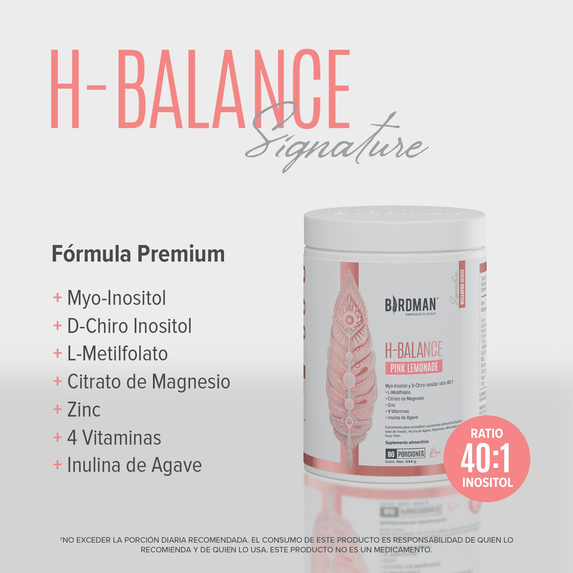 H-Balance: Inositol con Magnesio y Vitaminas - Pink Lemonade - 444g - PACK - Image 2