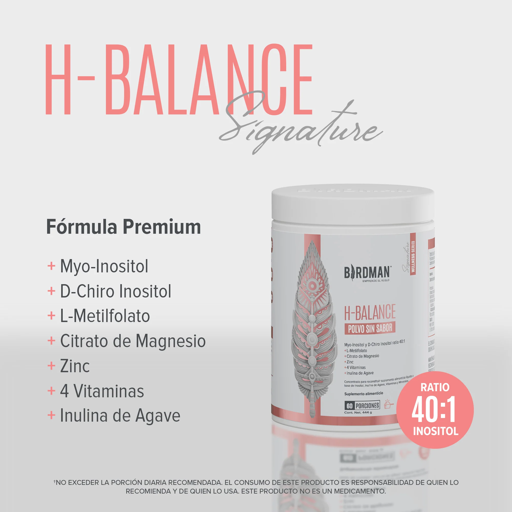 H-Balance: Inositol con Magnesio y Vitaminas - Sin Sabor - 444g PACK - Image 2