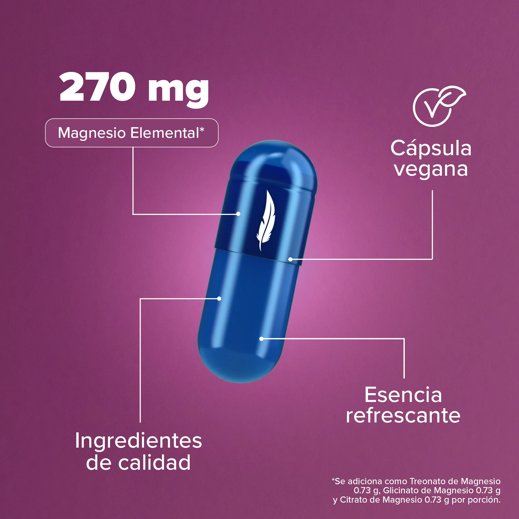 Mag Trifecta 3 en 1: Citrato, Glicinato y Treonato de Magnesio - 180 Cápsulas - 60 Porciones - Pack - Image 6