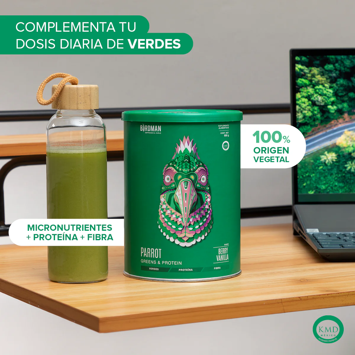 Parrot Greens & Protein Proteína en Polvo con Verdes & Vitaminas - Matcha 900 g - Image 4