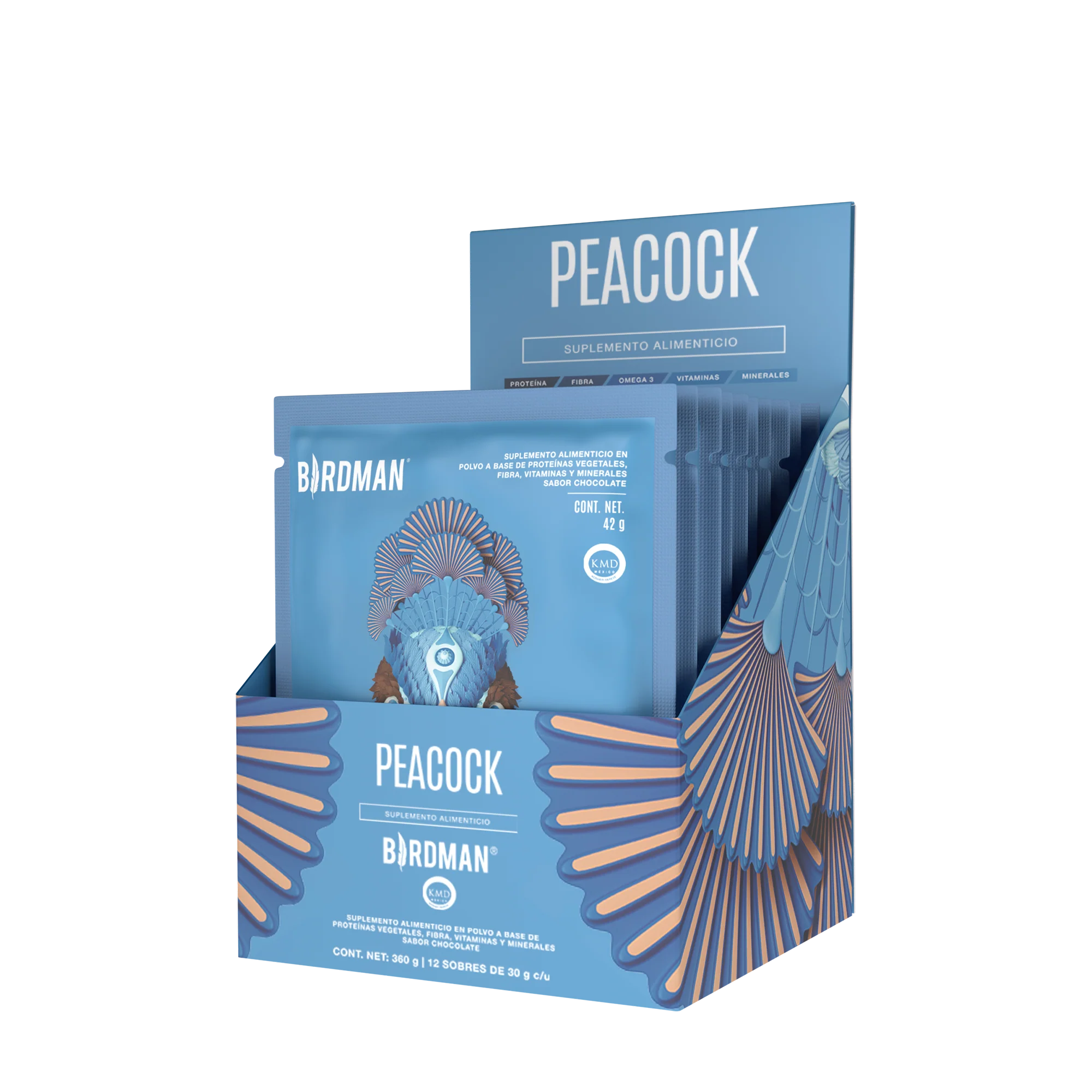 Peacock Plant Meal Proteína en Polvo con 11 Vitaminas & Omega 3 - Chocolate 10 Pack Sobres